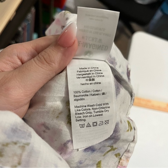 J. Crew Flora Obscura Cinched Waist Top Kaleidoscope Floral Size 4 E2 - Picture 6 of 9